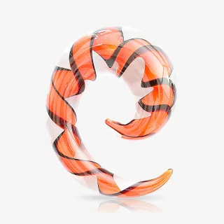 Espiral Caracol Vidro Preto com detalhe em laranja