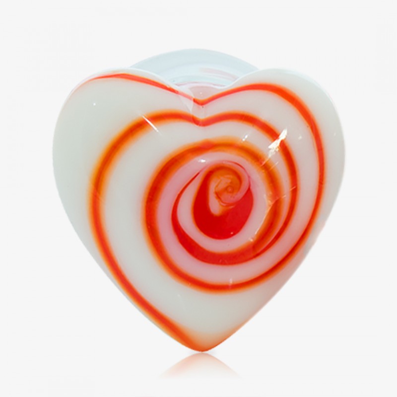 Alargador Plug Vidro Coração em tom vermelho com acabamento artístico