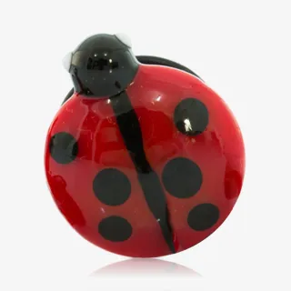 Alargador Plug Vidro Joaninha com estampa artesanal de joaninha em vidro artístico