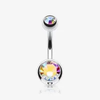 Piercing Umbigo Prateado com Strass Duplo – ALARGS
