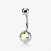Piercing Umbigo Prateado Strass - Piercings de Umbigo