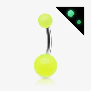 Piercing Umbigo Bolinhas Acrílicas com haste de aço e cores fluorescentes