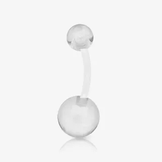 Piercing umbigo bioflex com bolinhas acrílicas translúcidas