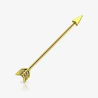 Piercing Transversal Flecha Dourada em Aço Cirúrgico