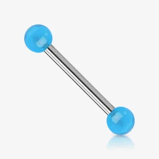 Piercing Língua Prateado Bolinha translúcida de aço cirúrgico