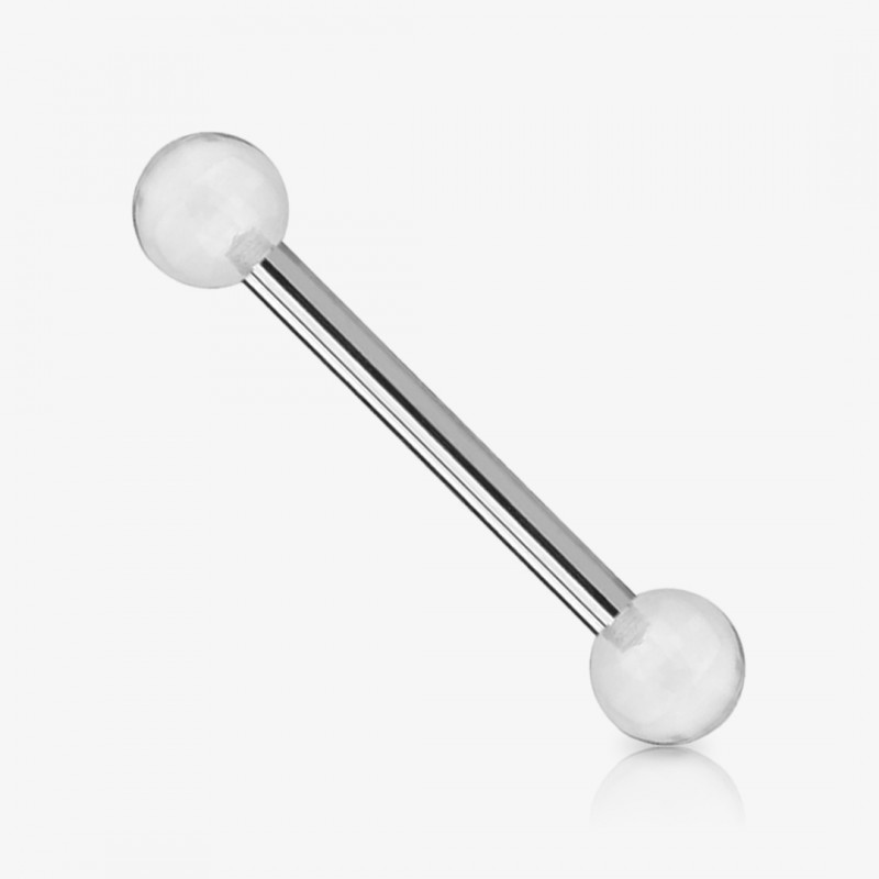 Piercing Língua Prateado Bolinha Translucida - Piercings de Língua
