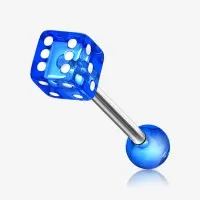 Piercing Língua Prateado Dadinho em Aço Cirúrgico