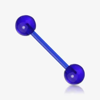 Piercing língua flexível com barra de silicone e bolinha translúcida