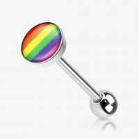 Piercing Língua Rainbow em Aço Colorido Estiloso