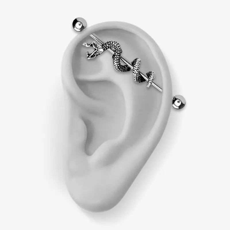 Piercing Transversal de Aço Cirúrgico - Cobra - Piercings Transversal