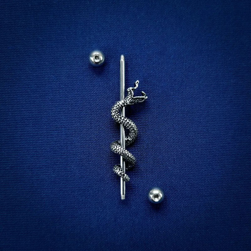 Piercing Transversal de Aço Cirúrgico - Cobra - Piercings Transversal