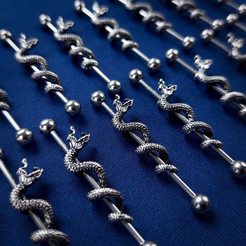 Piercing Transversal de Aço Cirúrgico - Cobra - Piercings Transversal