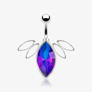 Piercing umbigo flor com zircônia branca delicada em aço cirúrgico