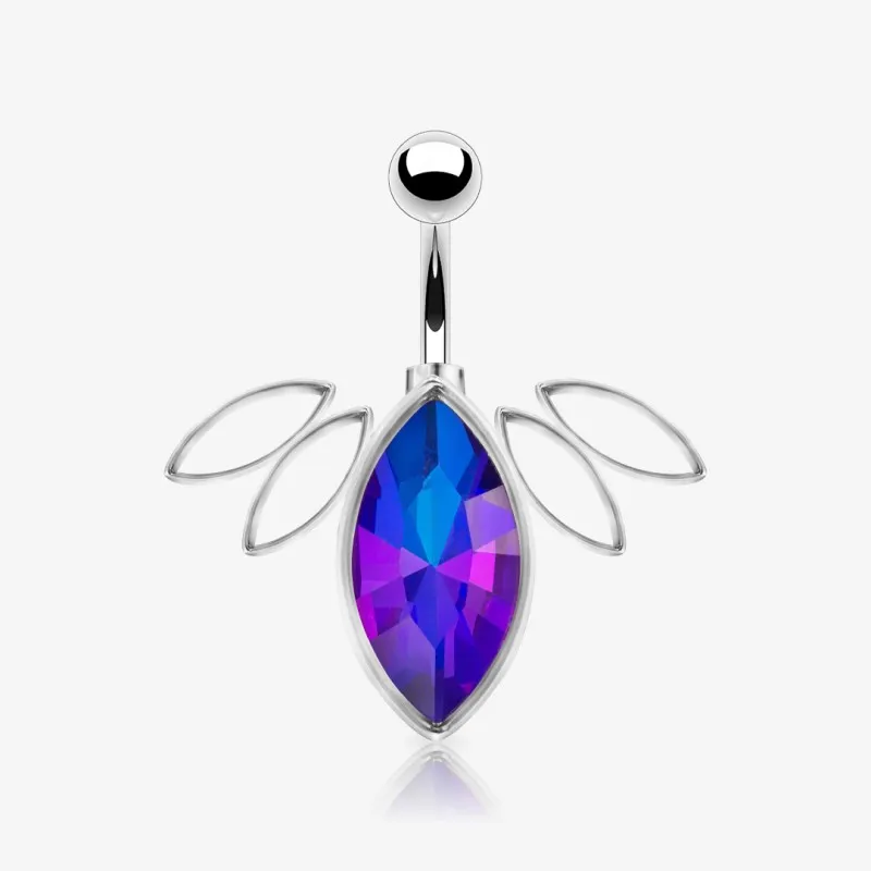 Piercing umbigo flor com zircônia branca delicada em aço cirúrgico