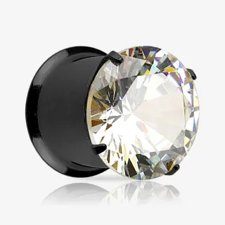 Alargador Plug Preto Zircônia Pedra Única - Strass Colors