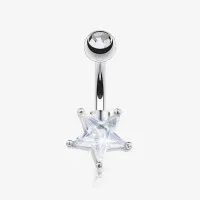 Piercing Umbigo Zircônia com Design Estelar e Toque de Luxo