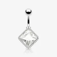 Piercing Umbigo Quadrilátero em Aço com Design Luxo