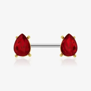 Piercing Mamilo Gotas de Sangue com pingentes vermelhos estilo gótico