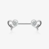 Piercing mamilo Two Love com dois corações delicados