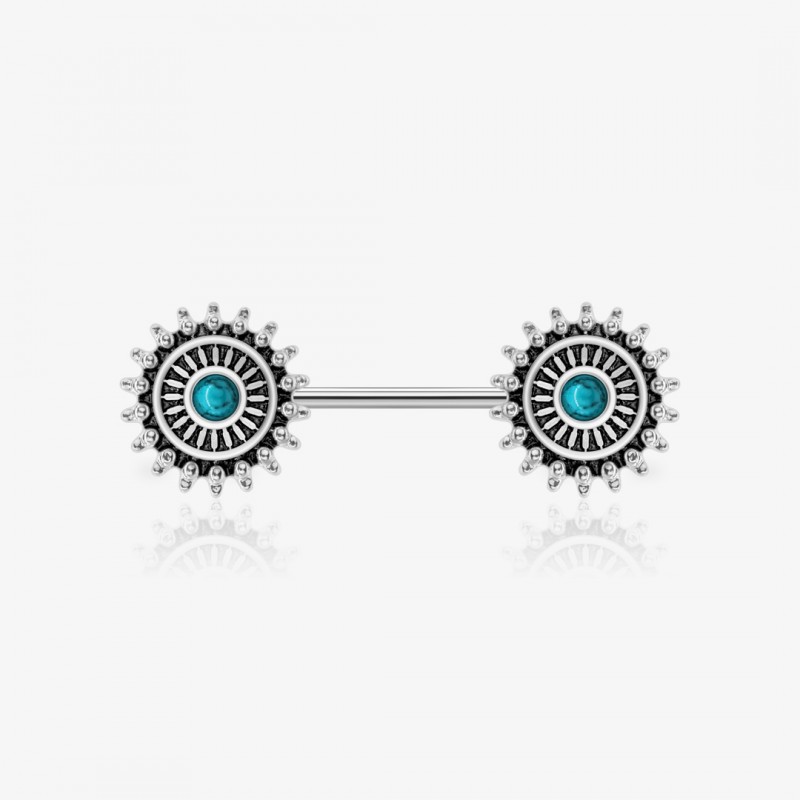 Piercing mamilo estilo boho decorado em aço cirúrgico com acabamento boêmio