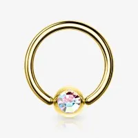 Piercing Captive Dourado com design brilhante em strass