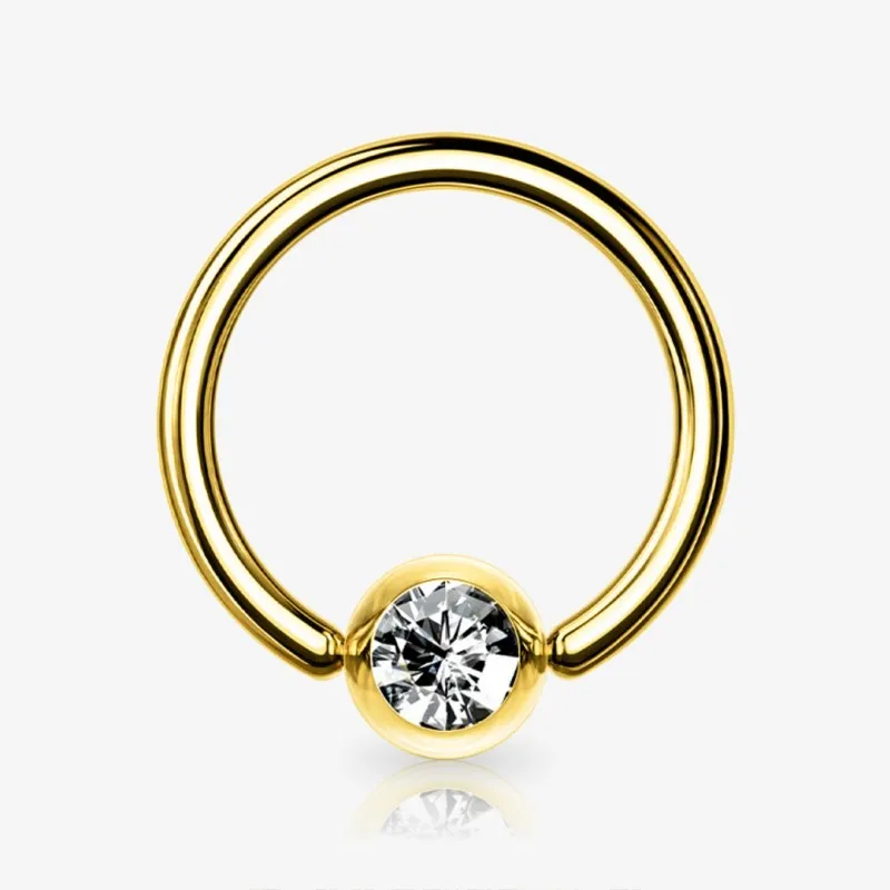 Piercing Captive Dourado com Strass - Piercings Captive