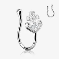 Piercing Nariz Falso Nostril - Âncora Cravejada em Aço 316L