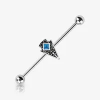 Piercing Transversal Seta Mística em Aço Cirúrgico Detalhado