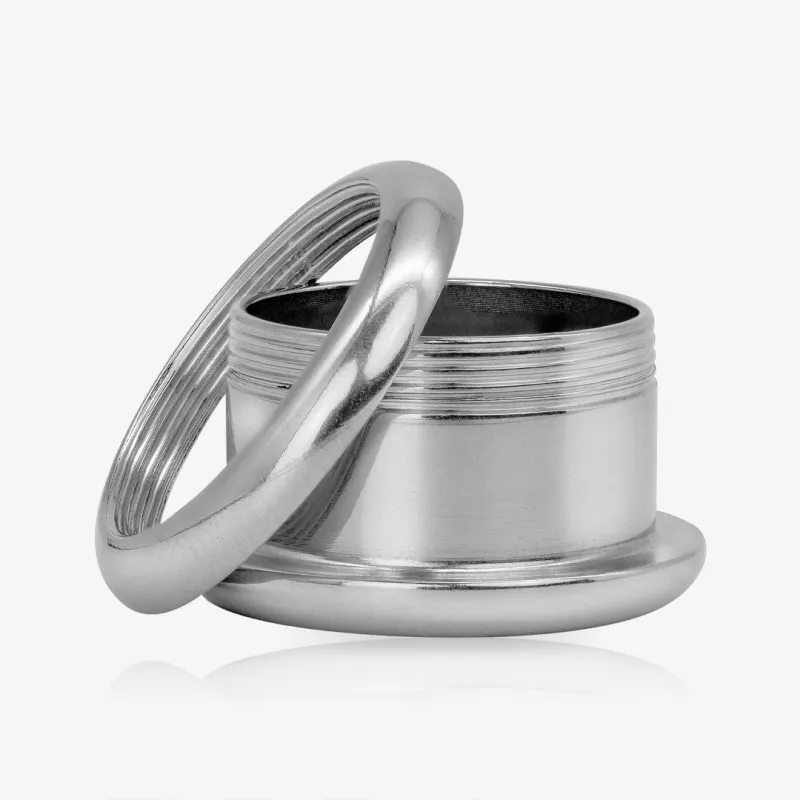 Alargador de Aço Cirúrgico Prateado - Arredondado - Aço Cirúrgico