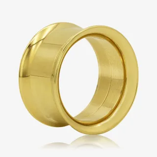 Alargador de Orelha Aço Dourado Flangeado c/ Rosca Interna - Aço Cirúrgico