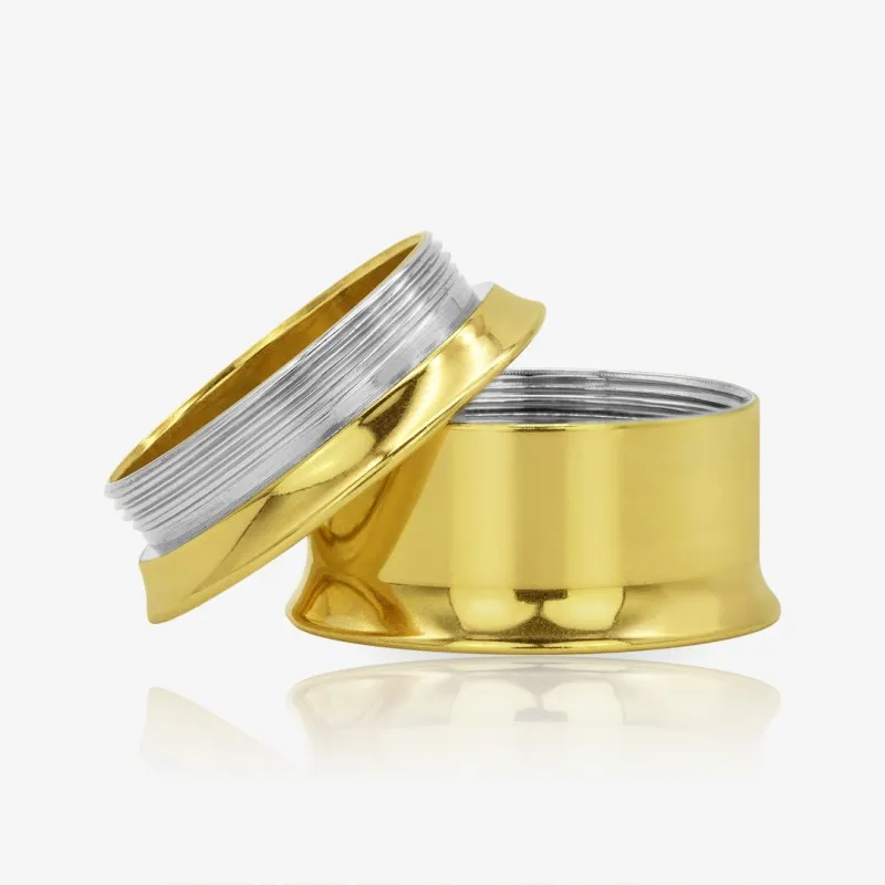 Alargador de Orelha Aço Dourado Flangeado c/ Rosca Interna - Aço Cirúrgico