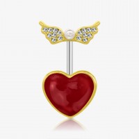 Piercing Umbigo Coração Alado em Aço Cirúrgico 316L