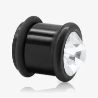 Alargador Preto Strass Cristal Pedra Única com Anel