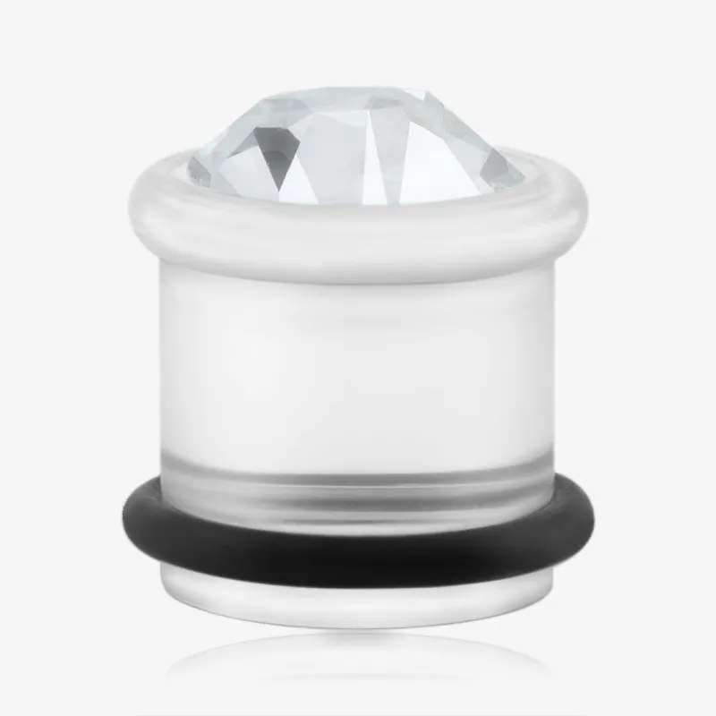 Alargador Transparente Strass Cristal Pedra Única com Anel - Acrílico