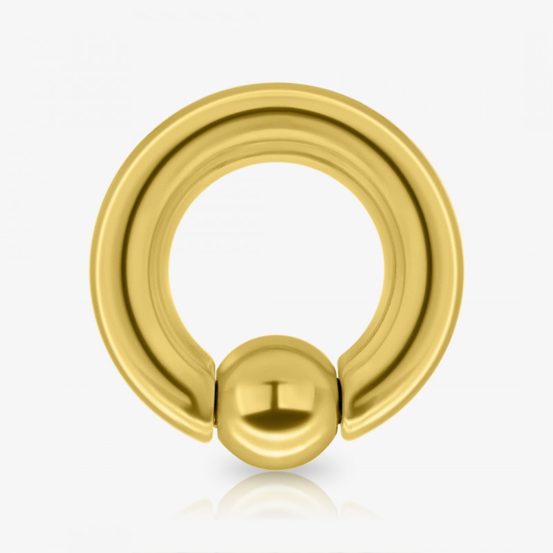 Piercing captive de aço cirúrgico dourado com 6mm de diâmetro em formato de argola