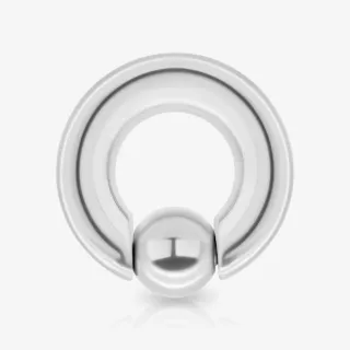 Piercing captive de aço cirúrgico prata com 8mm de diâmetro em formato de argola