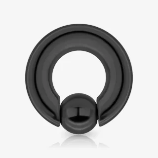 Piercing captive de aço cirúrgico preto com 8mm de diâmetro em formato de argola