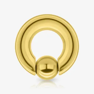 Piercing captive de aço cirúrgico dourado com 8mm de diâmetro em formato de argola