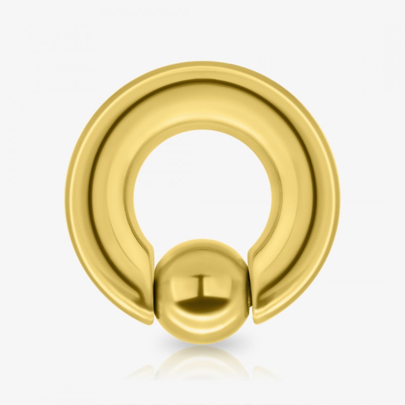 Piercing captive de aço cirúrgico dourado com 8mm de diâmetro em formato de argola
