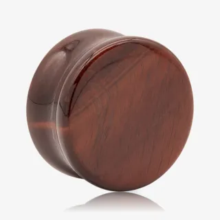 Plug de Pedra Olho de Tigre Vermelha com acabamento natural e superfície lisa