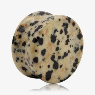 Plug de Pedra Jaspe Dálmata com acabamento polido e formato reto