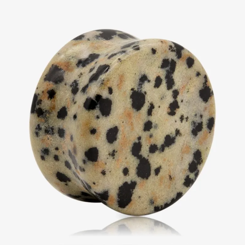 Plug de Pedra Jaspe Dálmata com acabamento polido e formato reto