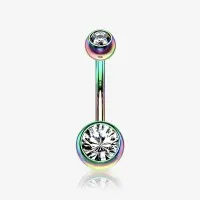 Piercing Umbigo Rainbow | Duplo Strass em Aço Cirúrgico