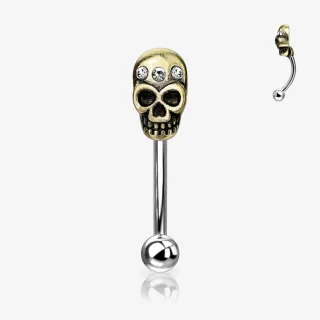 Piercing sobrancelha crânio em aço estilo punk