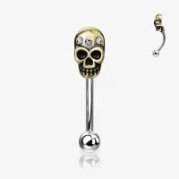 Piercing Sobrancelha Crânio em Aço | Estilo Punk e Dark
