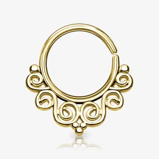 Piercing Septo Dobrável Filigrana com Estilo Vintage Dourado