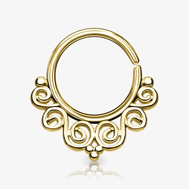 Piercing Septo Dobrável Filigrana com Estilo Vintage Dourado