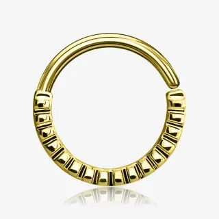 Piercing Argola Dobrável Dourado com textura canelada em aço