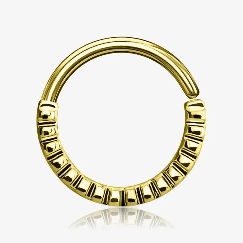 Piercing Argola Dobrável Dourado com textura canelada em aço