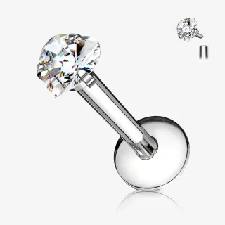 Piercing Cartilagem Labret Coração com pedra de zircônia delicada